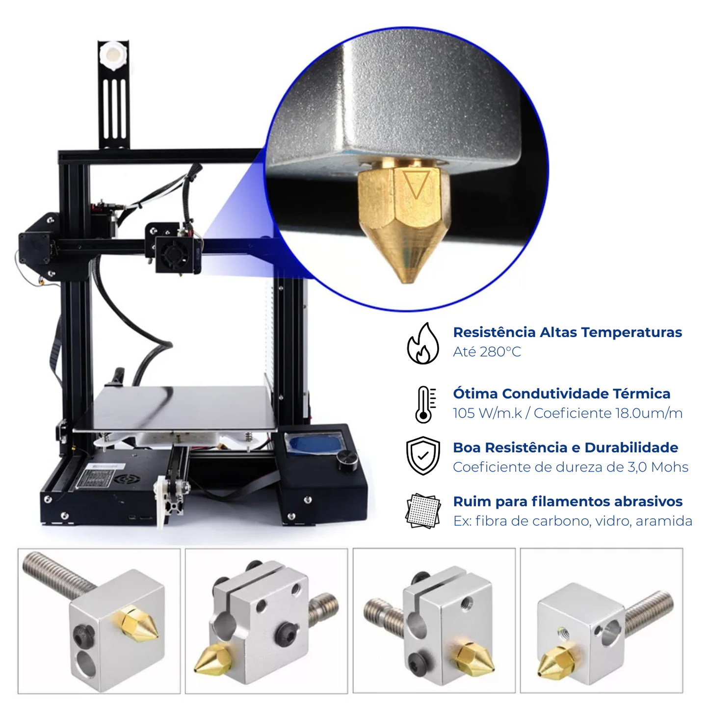 BICO MK8 1.0 / 1.75 MM IMPRESSAO 3D UPPER NOZZLE