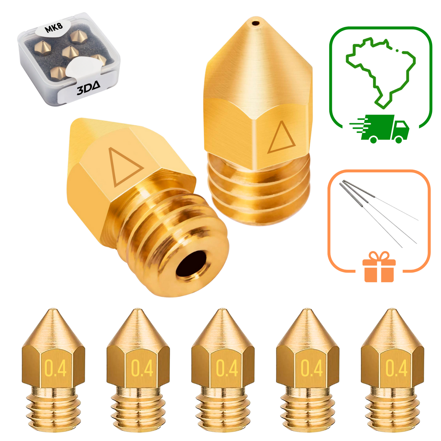 KIT 5 BICOS ANET A8 NOZZLE IMPRESSAO 3D UPPER