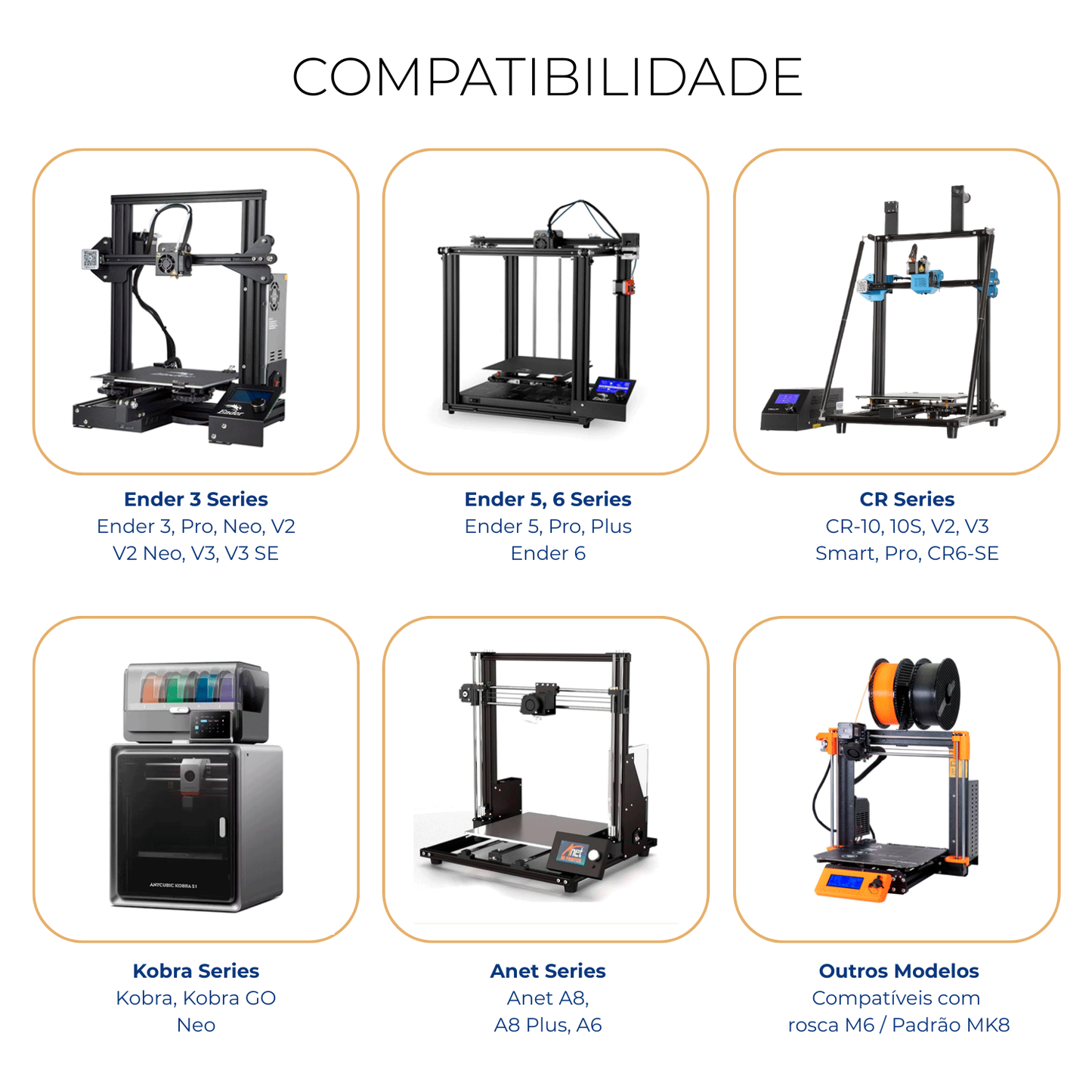KIT 5 BICOS ANET A8 NOZZLE IMPRESSAO 3D UPPER